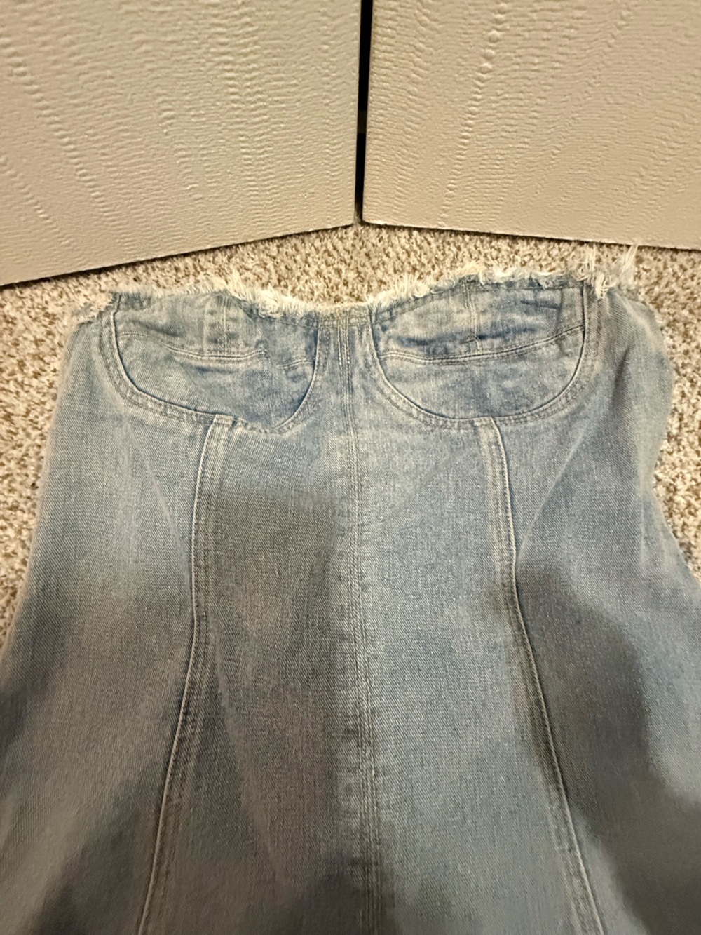 Light Wash Denim Women’s Jeans dress - Strapless Panel Design